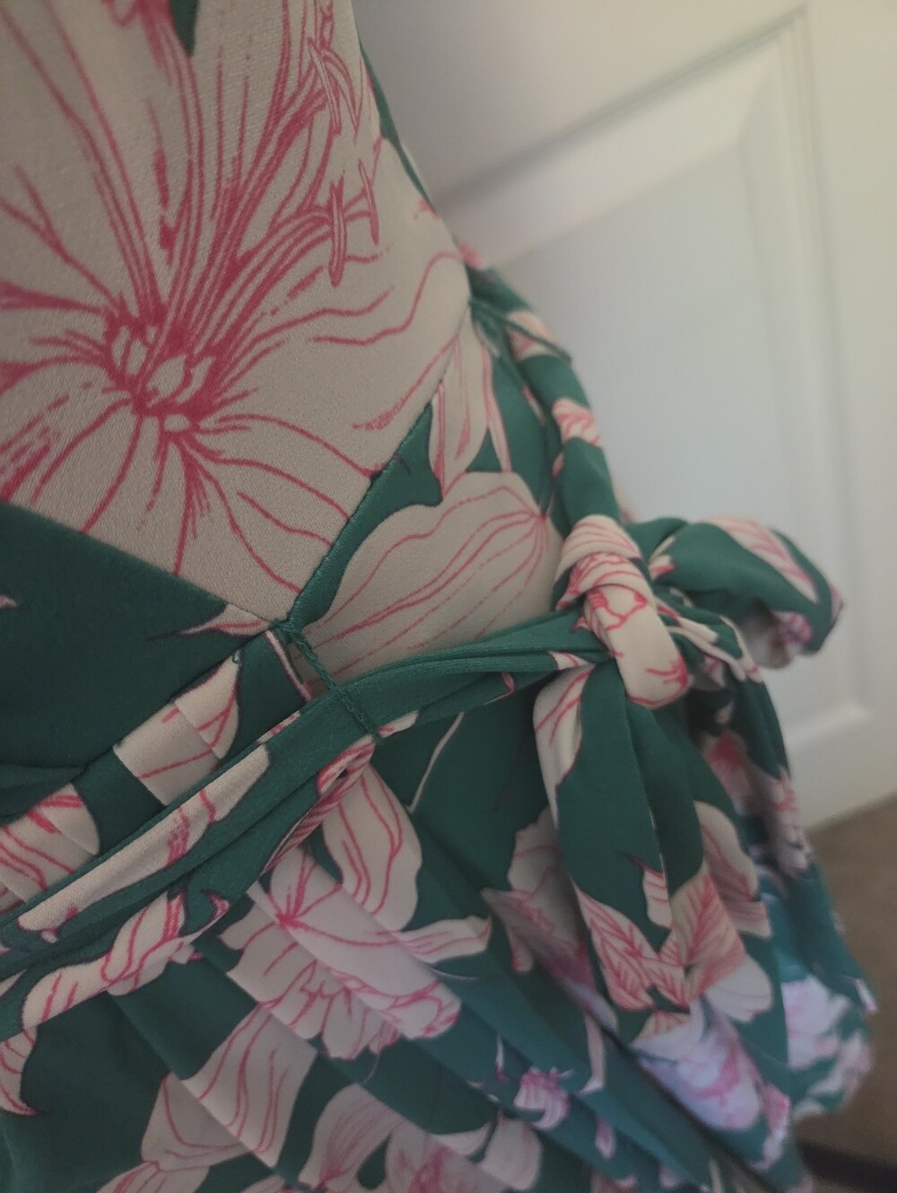 Eliza J Emerald Green Pink Dress Sleeveless Floral Print Fit & Flare Size 12 NEW - Picture 10 of 13